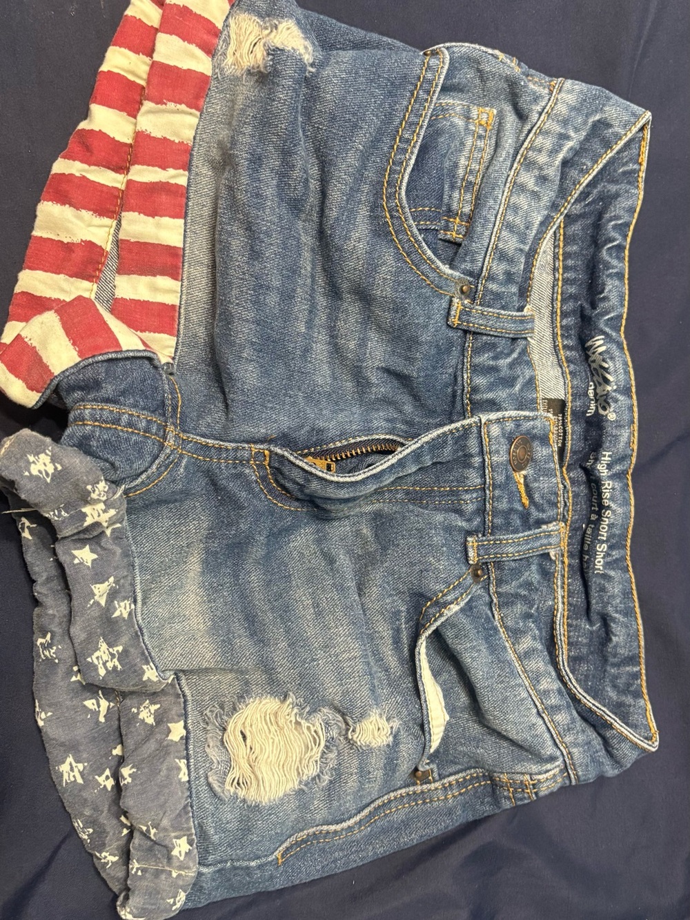 Mossimo Supply Co. High-Rise Blue Denim Shorts with Contrast Stitching